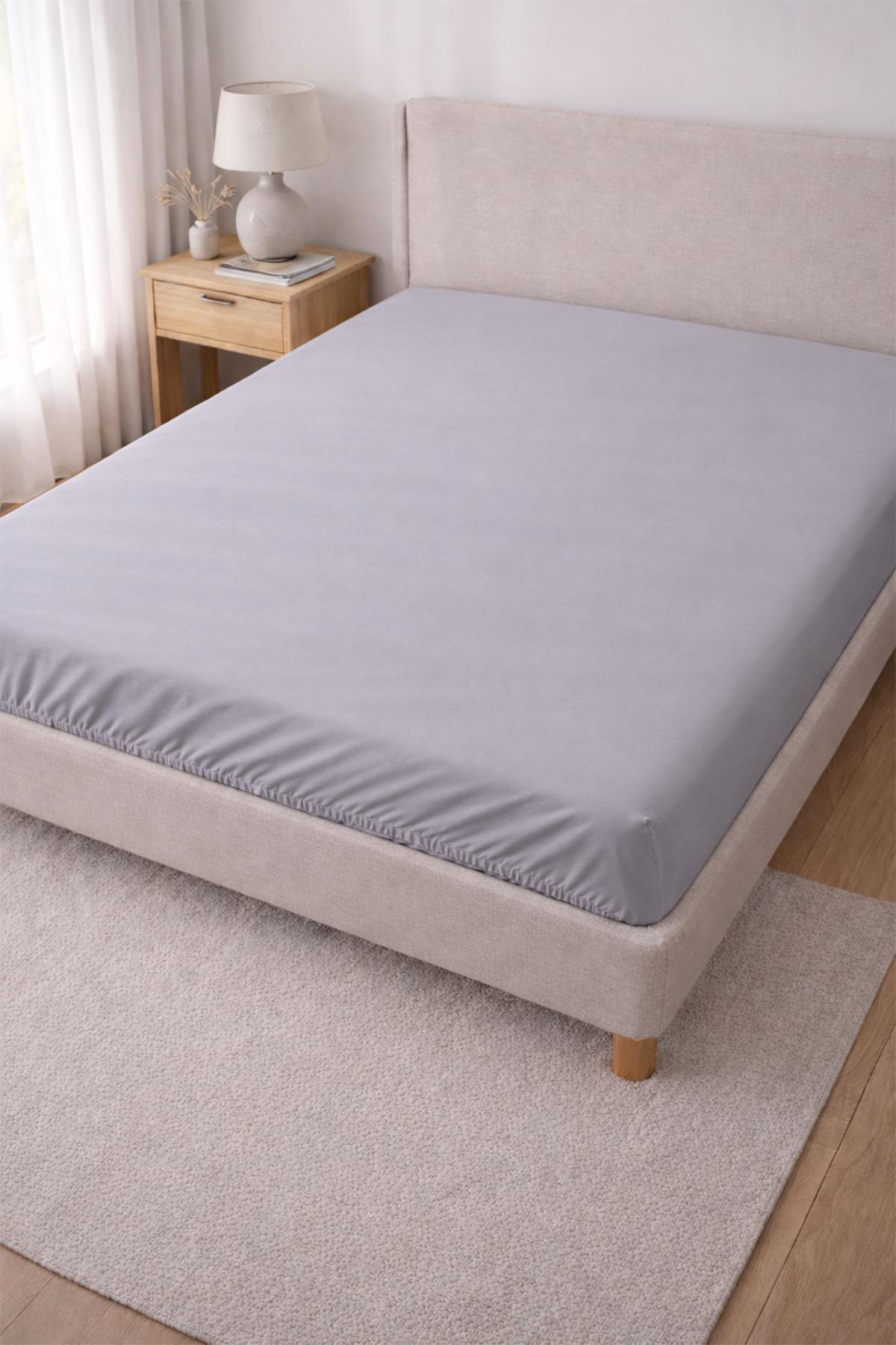 Basic Pamuk Saten Super King Size Tam Tur Lastikli Çarşaf (200 x 200 cm)