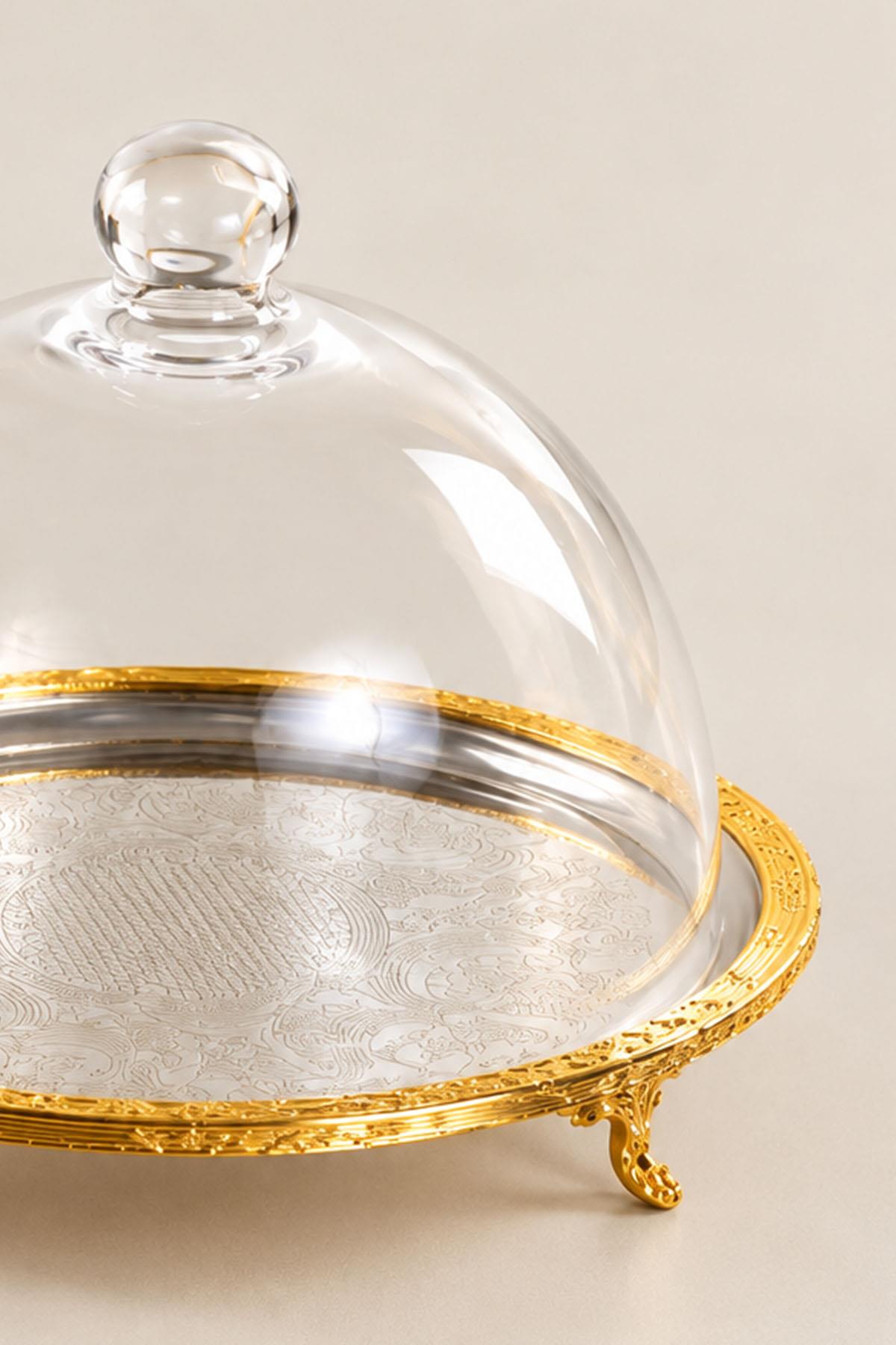 Kessa Gold Ətraflı Qapaqlı Banka Servis Qabı (30 sm)