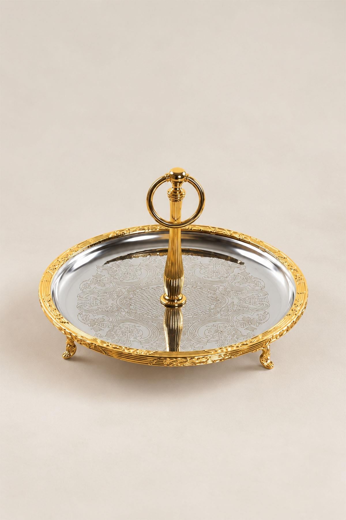 Kessa Gold Dəstəkli Ətraflı Servis Qabı (26 sm)