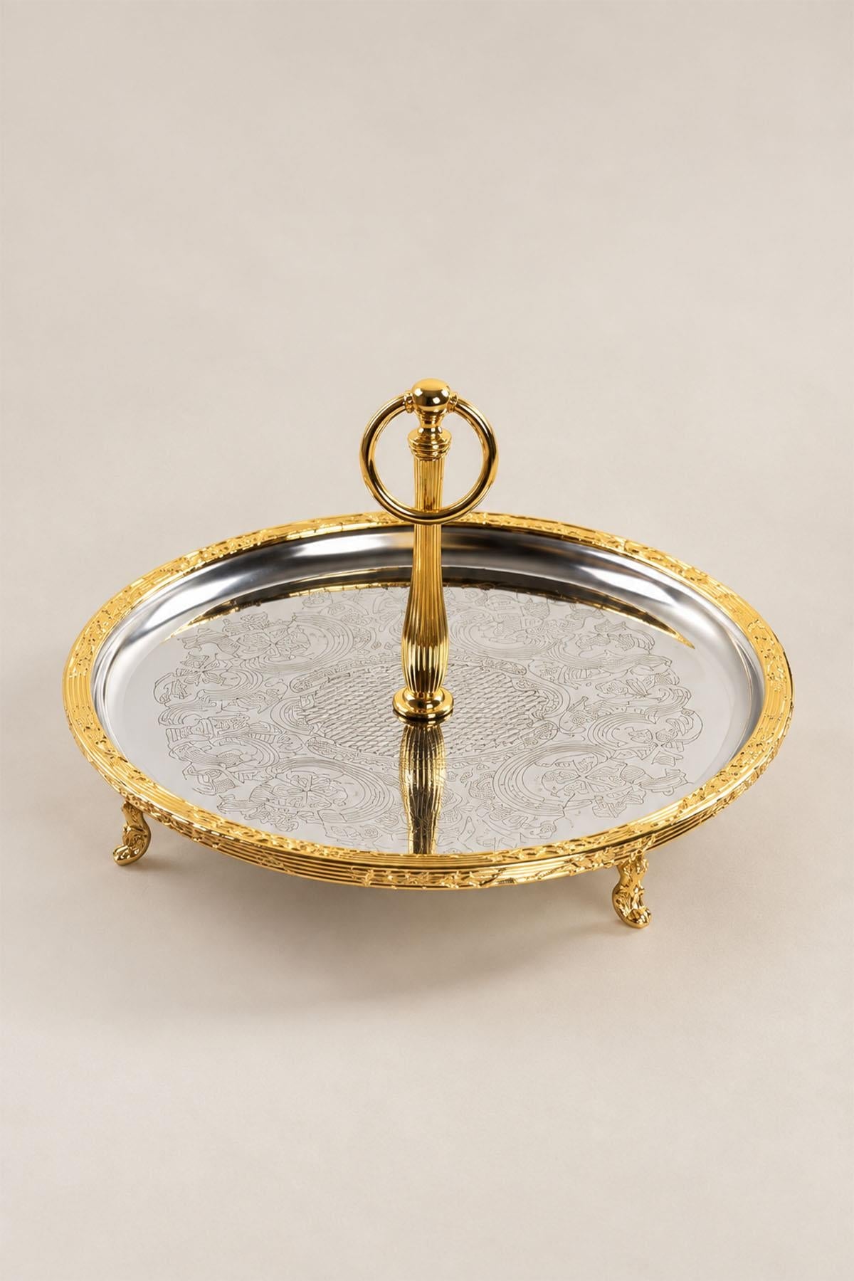 Kessa Gold Dəstəkli Ətraflı Servis Qabı (30 sm)