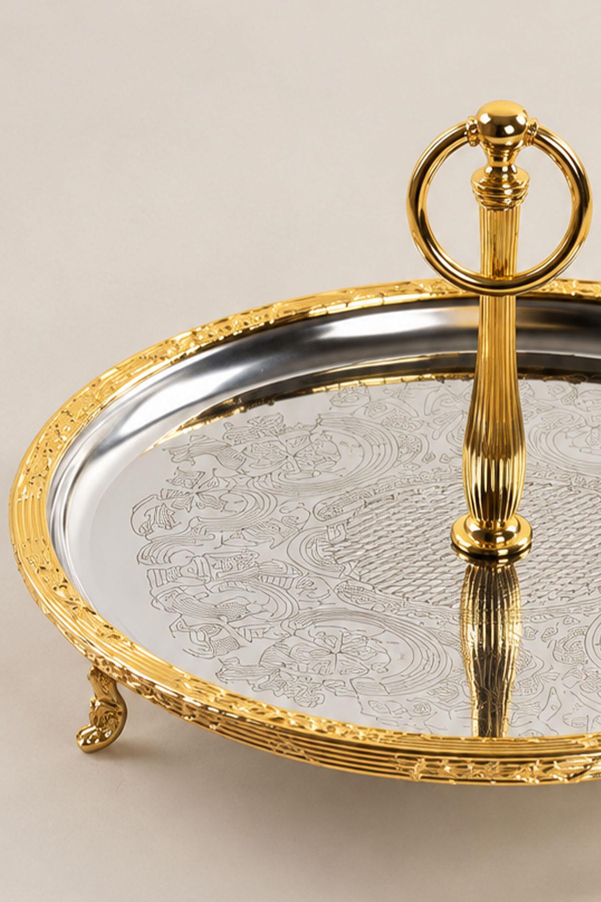 Kessa Gold Dəstəkli Ətraflı Servis Qabı (30 sm)