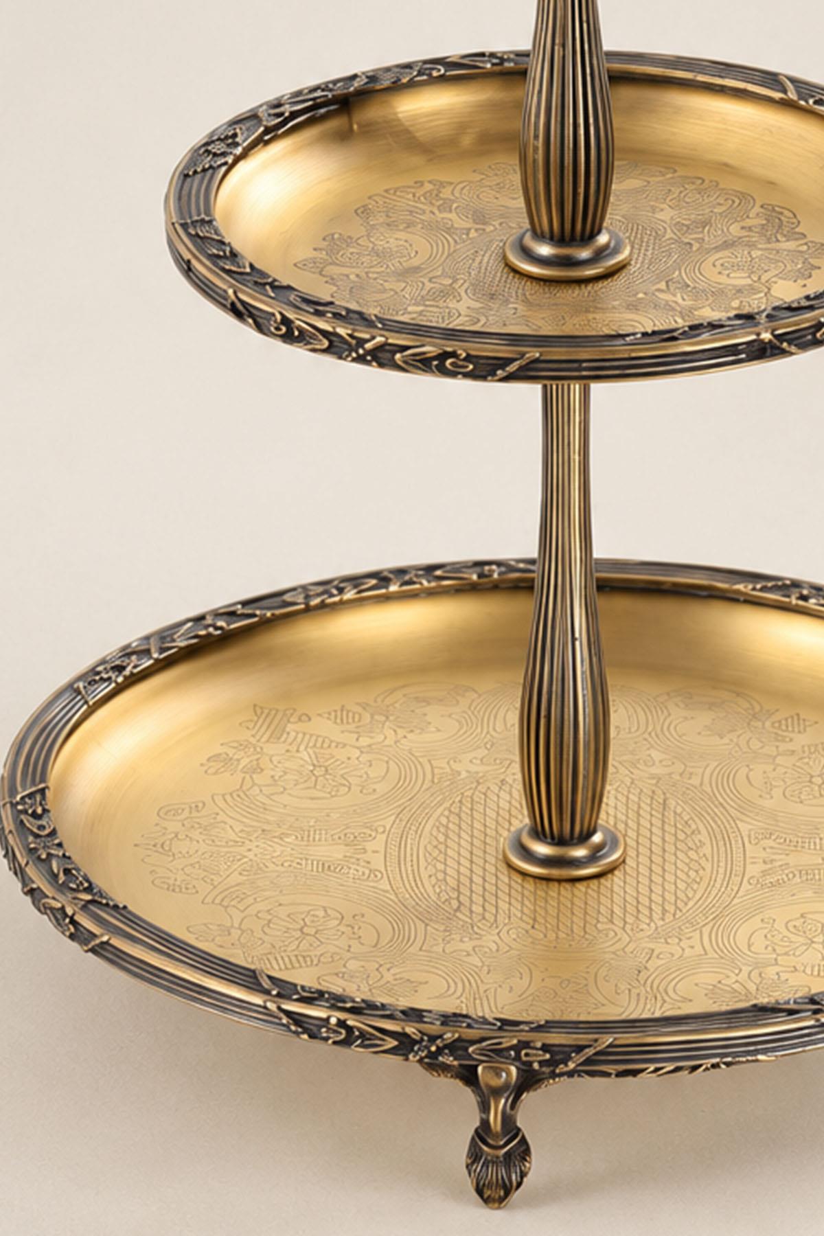 Kessa Vintage Detail 2-Tier Servis Boşqabı (22-15 sm)