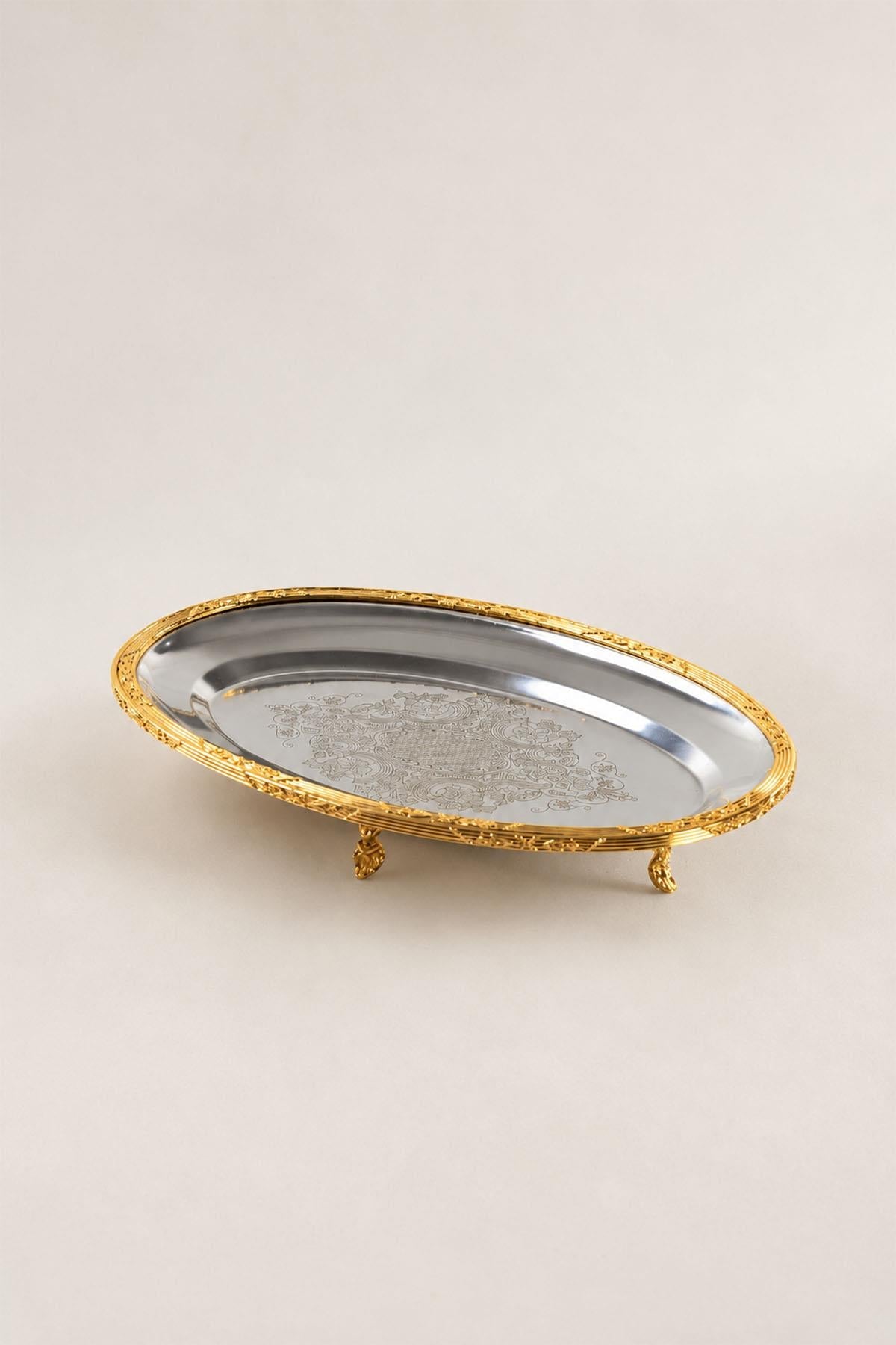 Kessa Gold Ətraflı Oval Servis Qabı (35 sm)