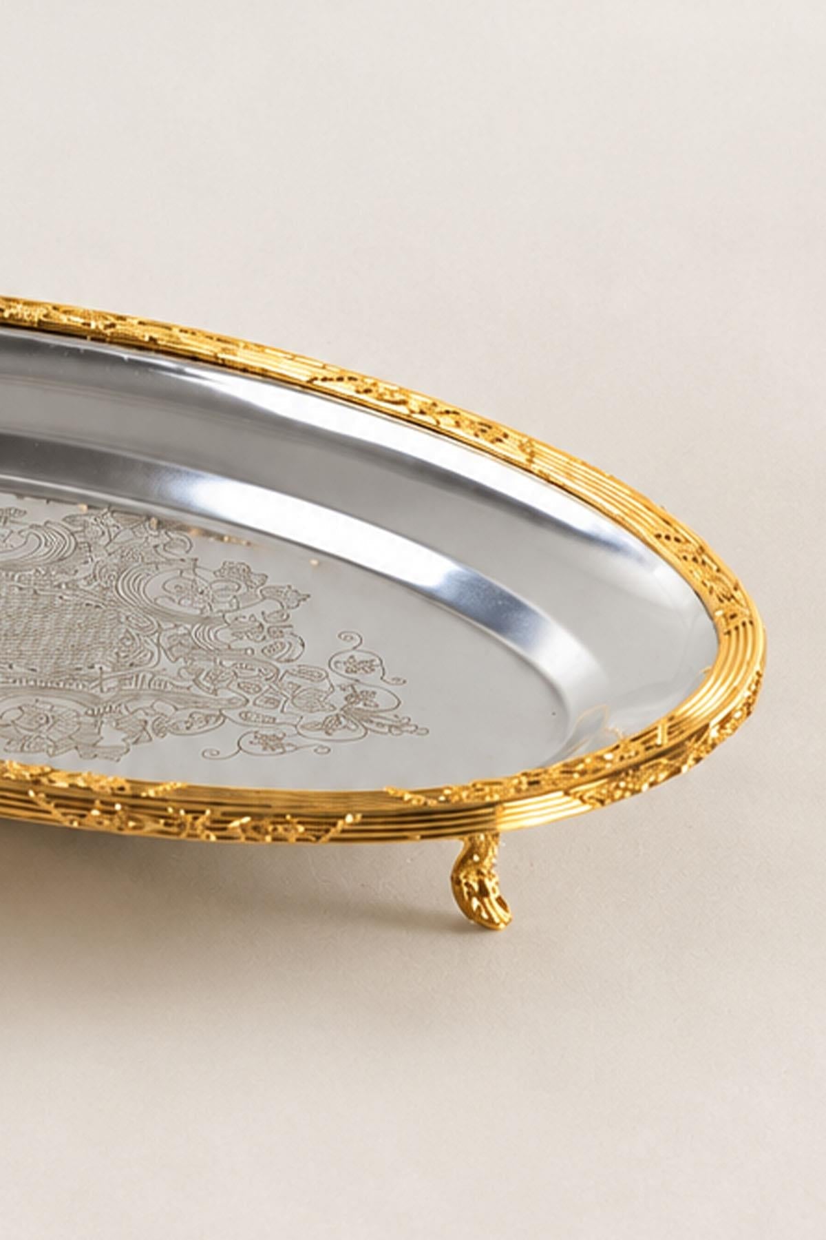 Kessa Gold Ətraflı Oval Servis Qabı (35 sm)