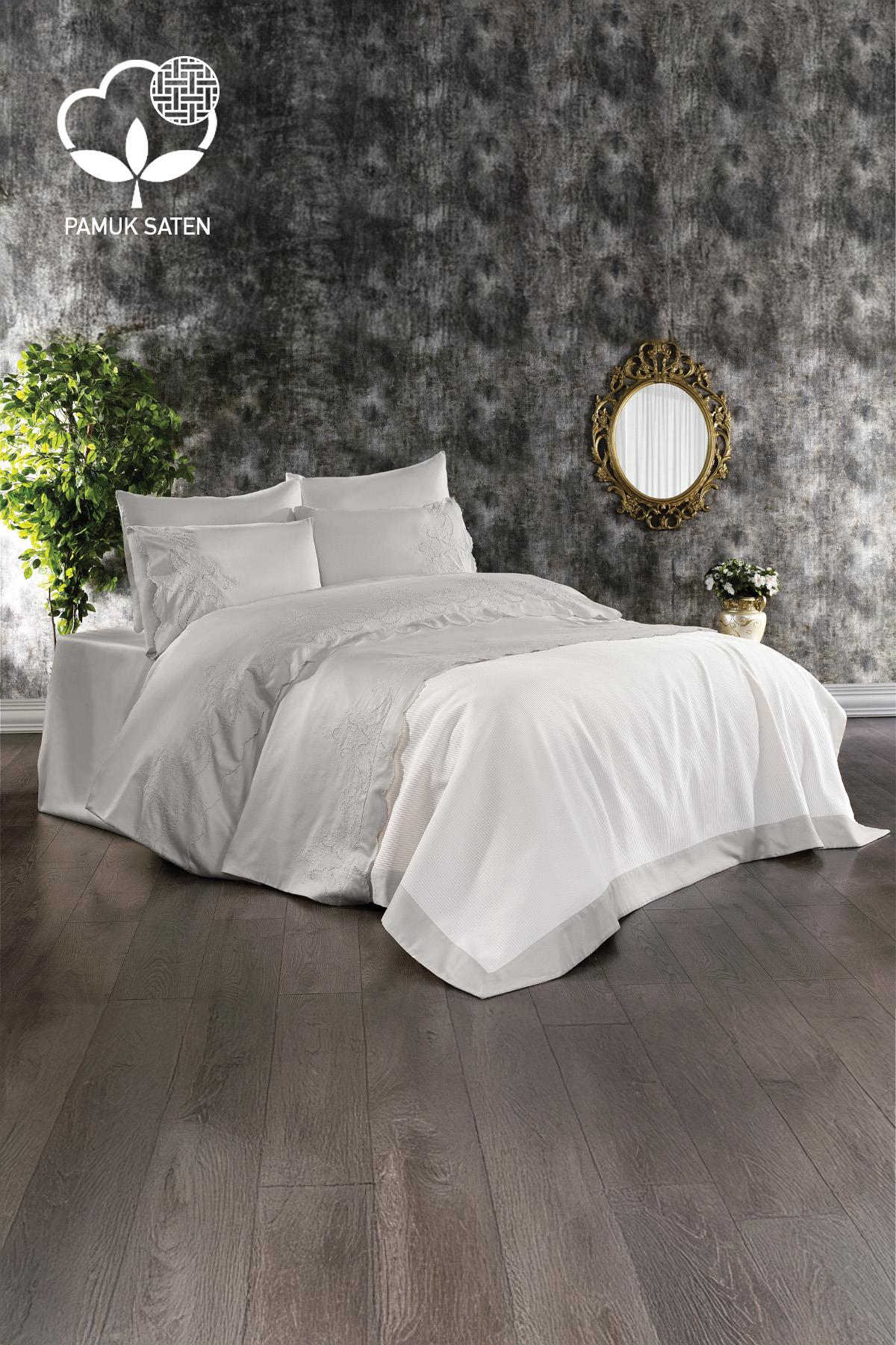 Hanedan İşlemeli Çift Kişilik 7 Parça Nevresim + Pike Set