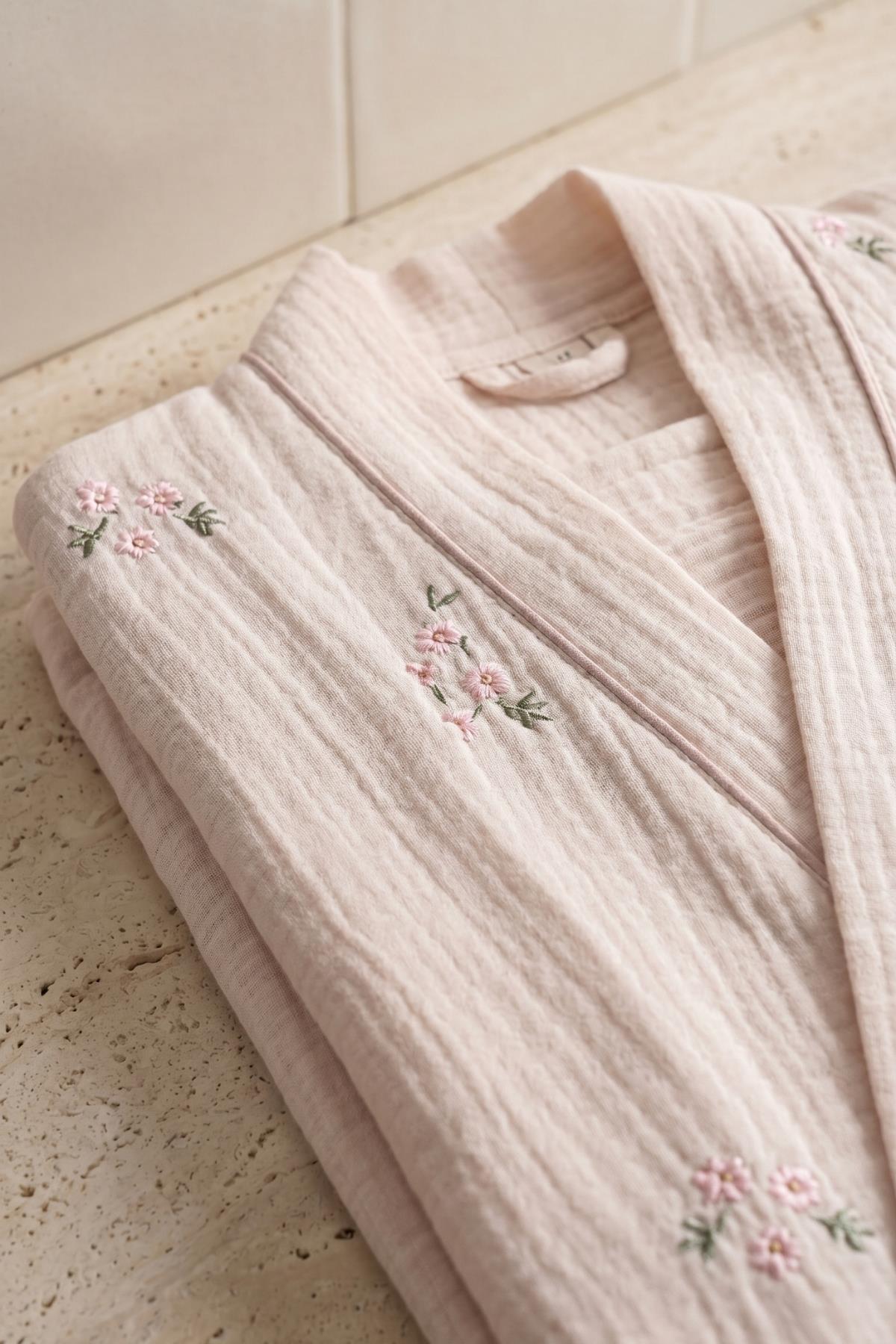 Nadia Kadın Müslin Pamuk Bornoz