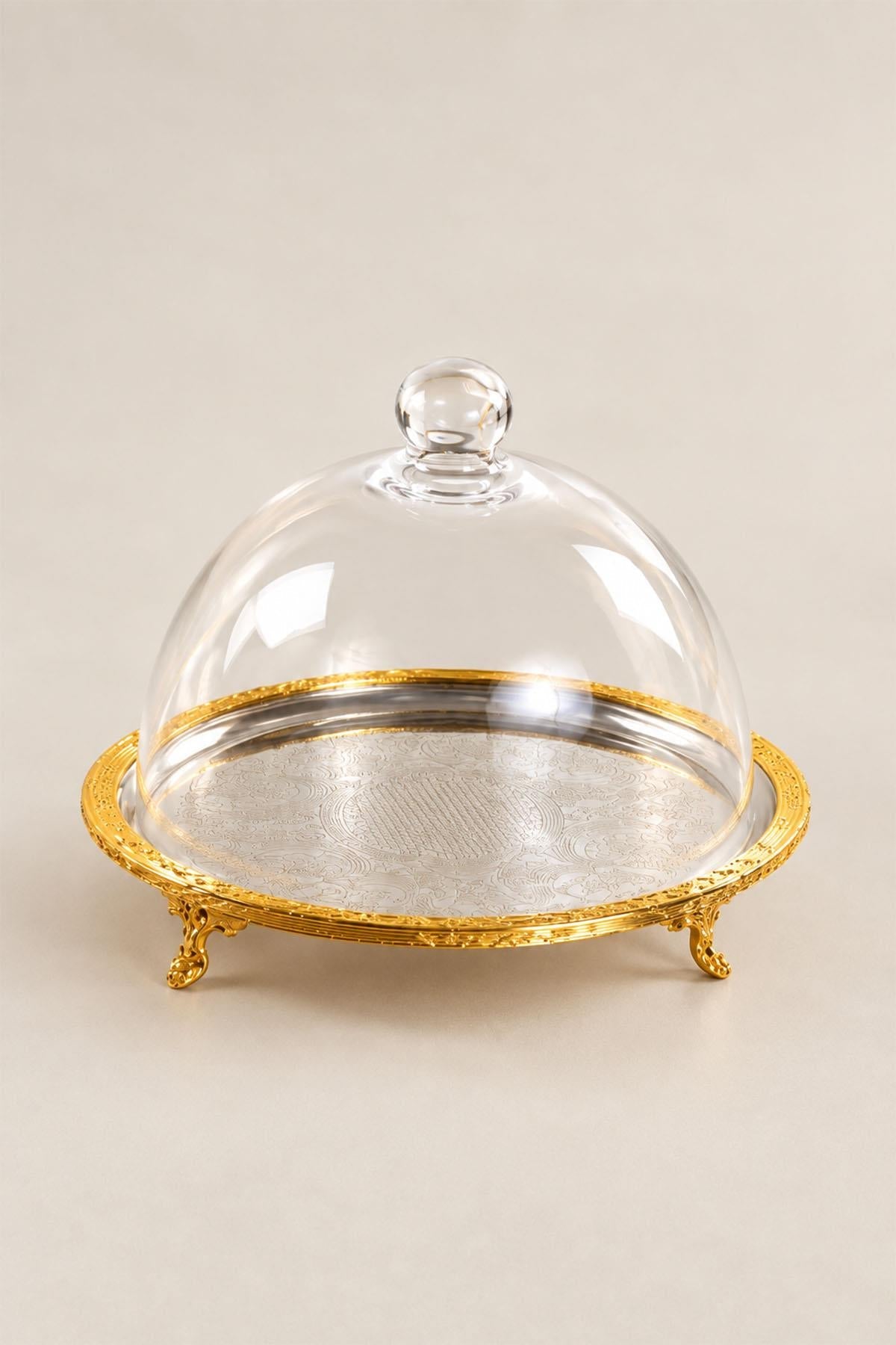 Kessa Gold Ətraflı Qapaqlı Banka Servis Qabı (30 sm)