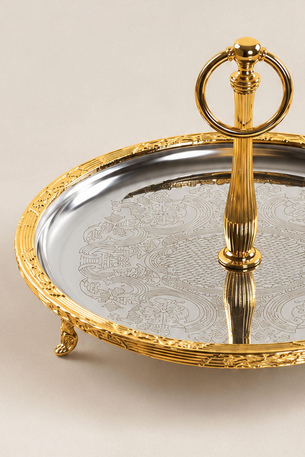 Kessa Gold Dəstəkli Ətraflı Servis Qabı (26 sm)