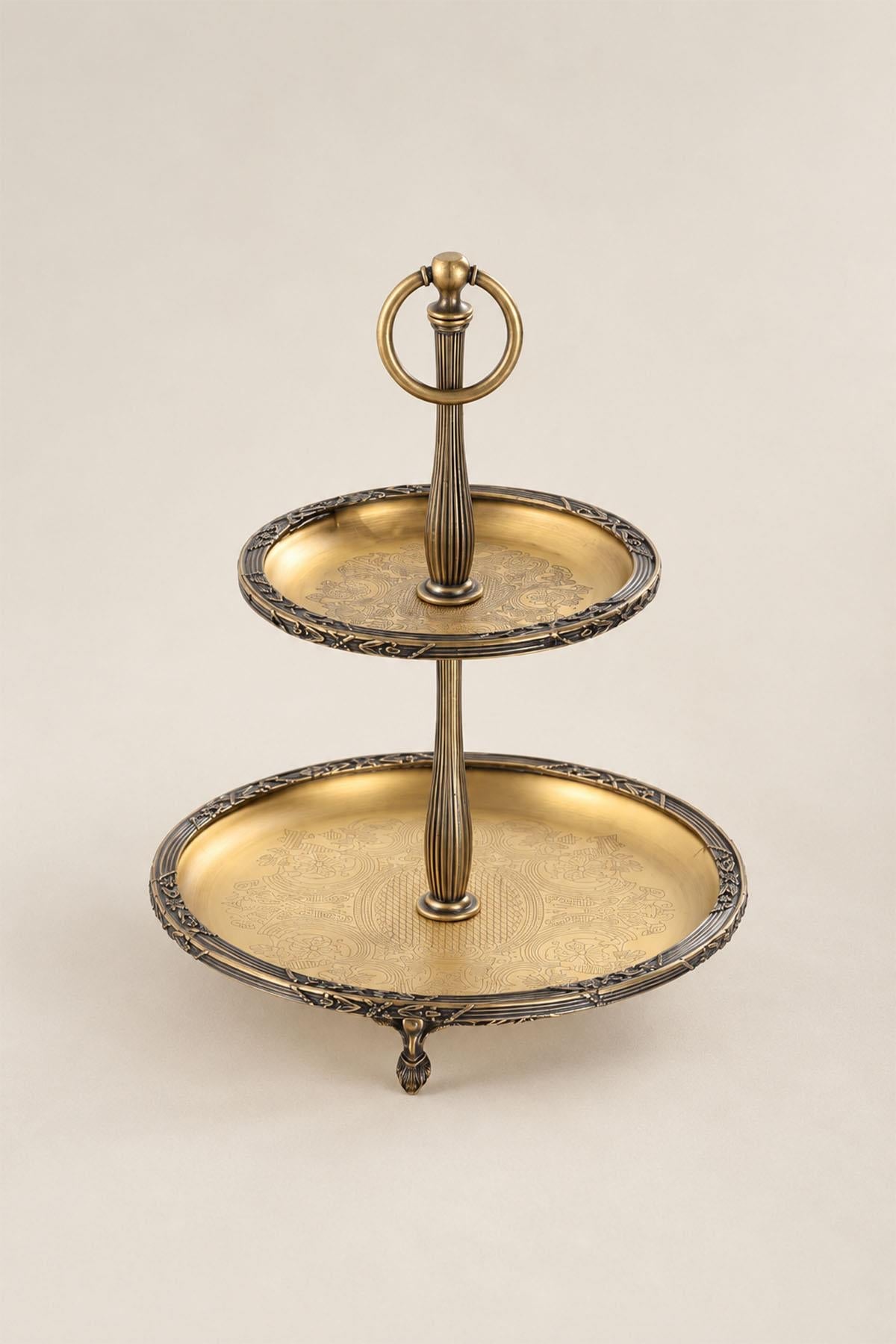 Kessa Vintage Detail 2-Tier Servis Boşqabı (22-15 sm)