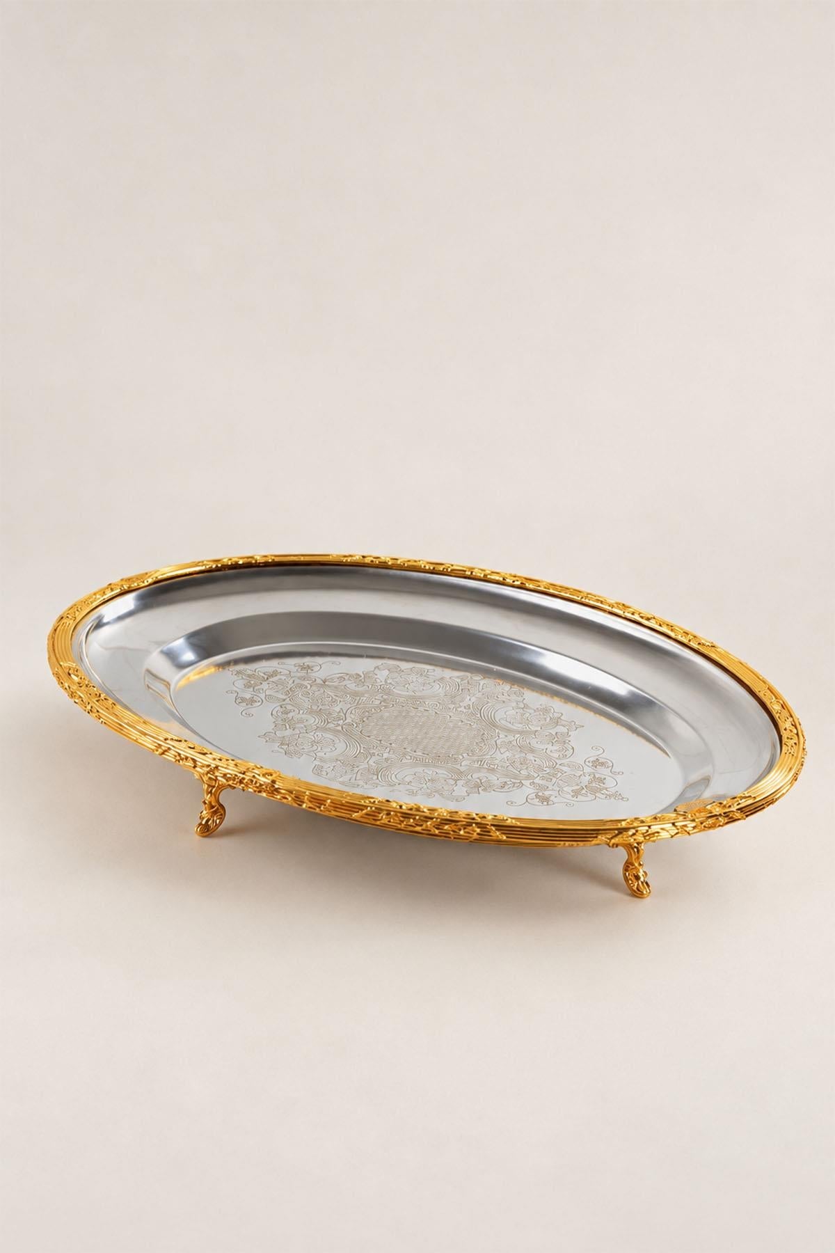 Kessa Gold Ətraflı Oval Servis Qabı (38 sm)