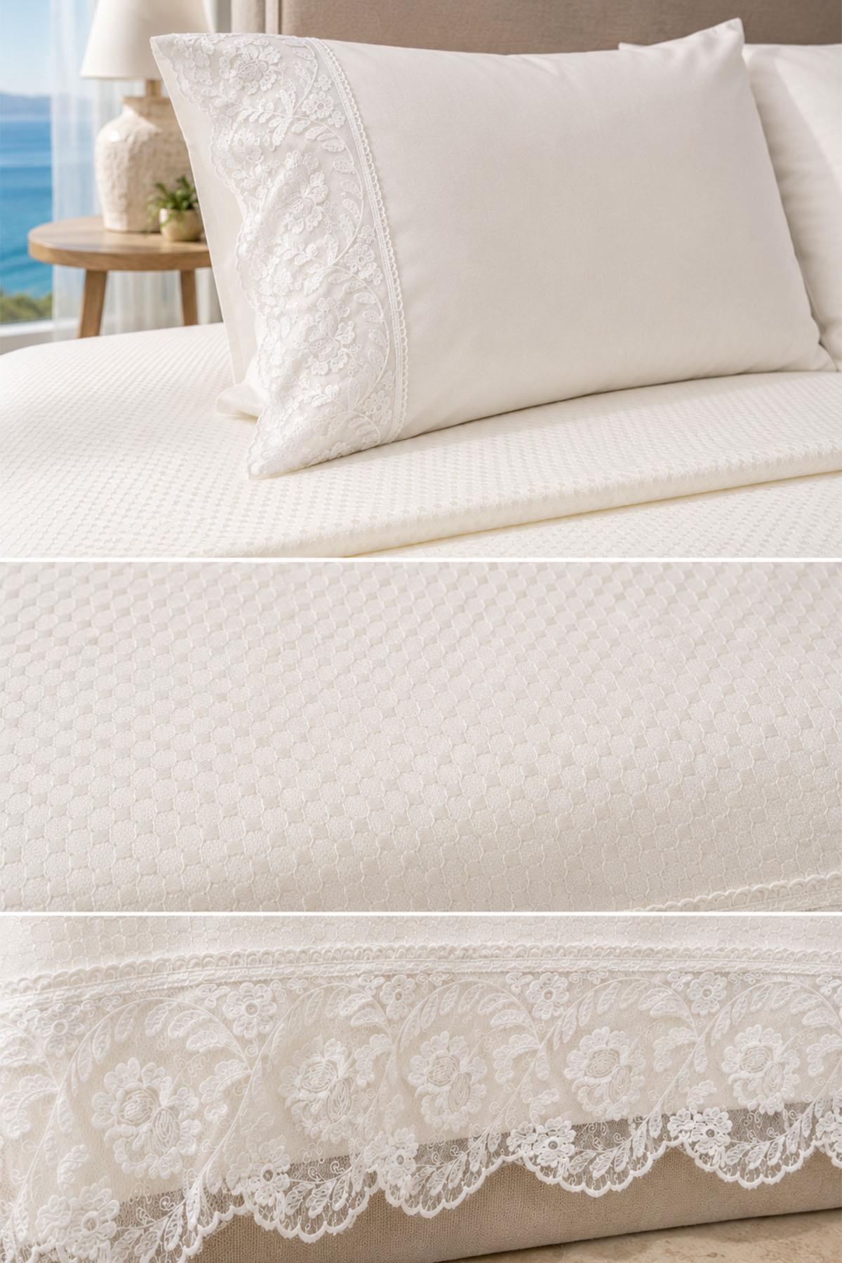 Dolce Dantelli Çift Kişilik 4 Parça Pike Takımı