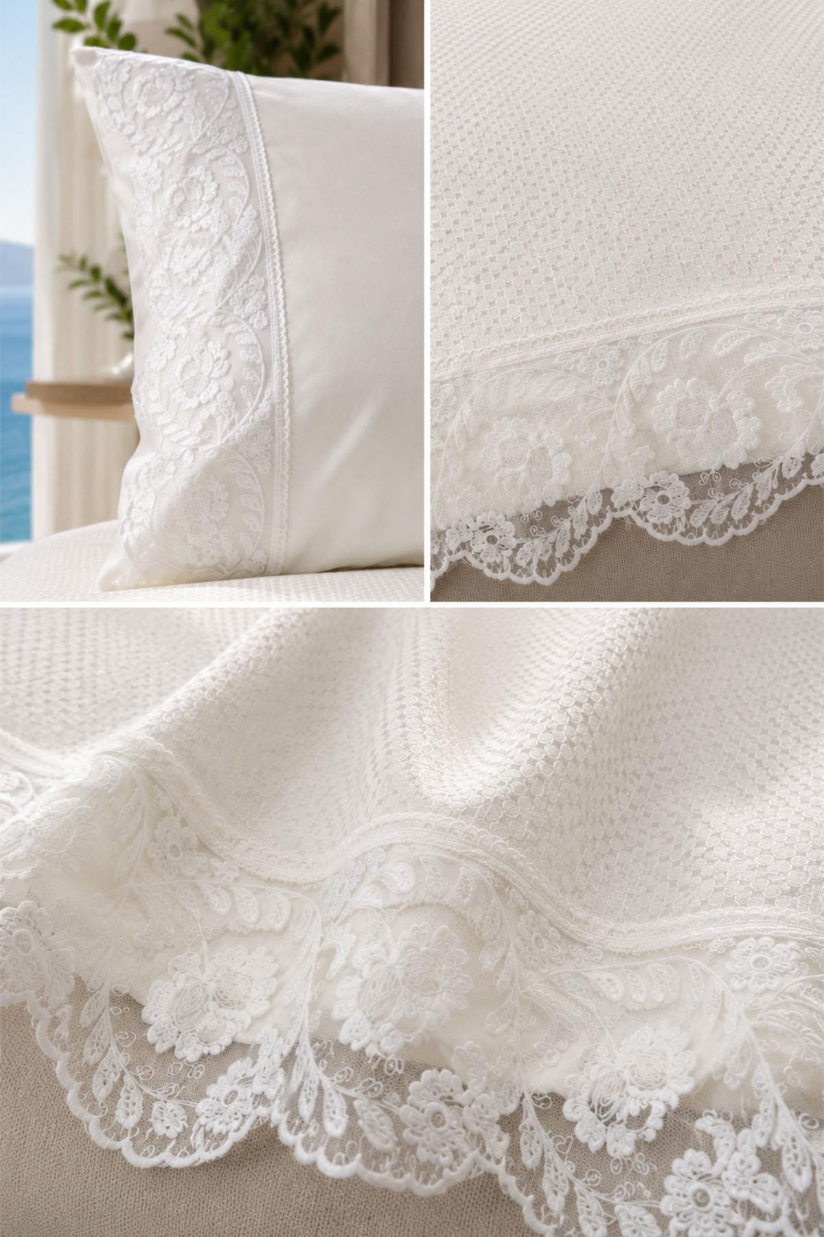 Dolce Dantelli Çift Kişilik 4 Parça Pike Takımı