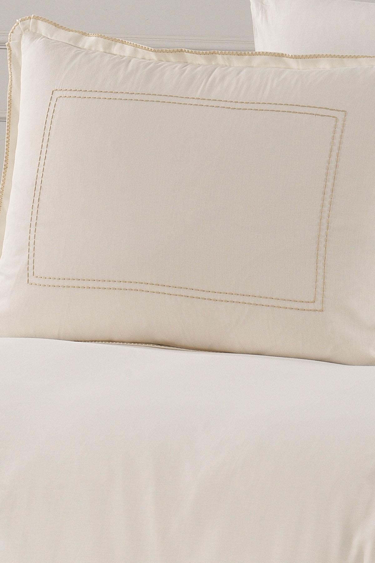 Linge Çizgi Nakışlı Pamuk Saten Çift Kişilik 6 Parça Nevresim Takımı