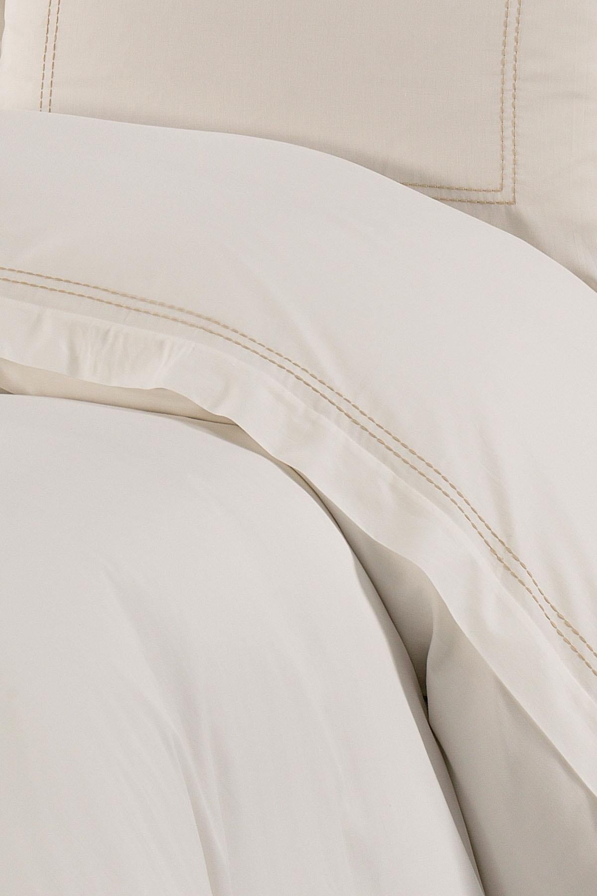 Linge Çizgi Nakışlı Pamuk Saten Çift Kişilik 6 Parça Nevresim Takımı