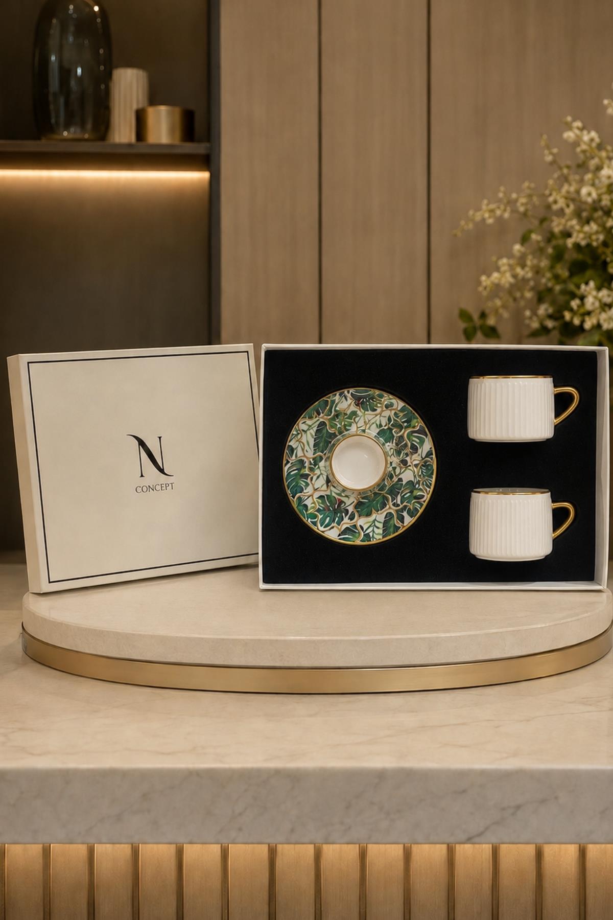 Verde Luxe 24K Altın Kaplama 2'li Premium Kahve Fincan Takımı